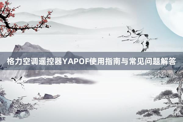 格力空调遥控器YAPOF使用指南与常见问题解答